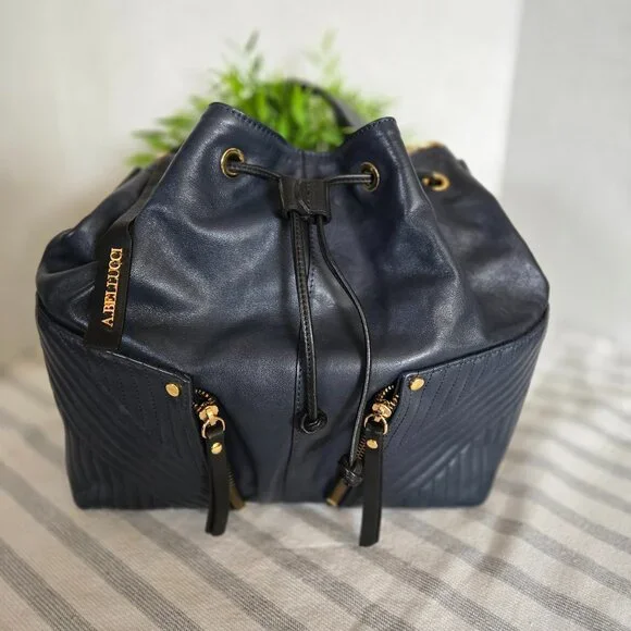 A. Bellucci Blue Leather Drawstring Bag - Picture 10 of 16